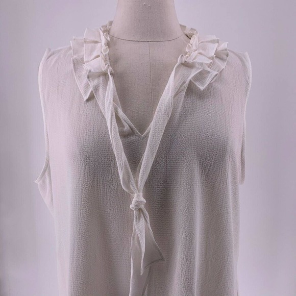 **3-for-$30** Le Gali Hillary Blouse Ivory Tie Neck  XXL - Picture 2 of 11